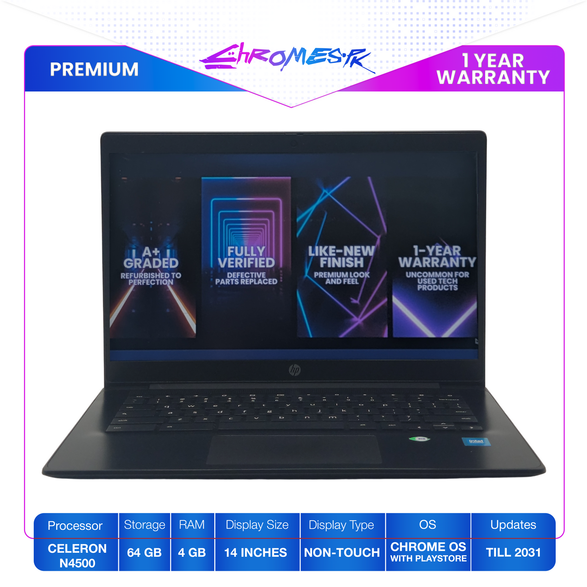 HP Chromebook 14 G7 - Premium Edition with 1-Year Warranty