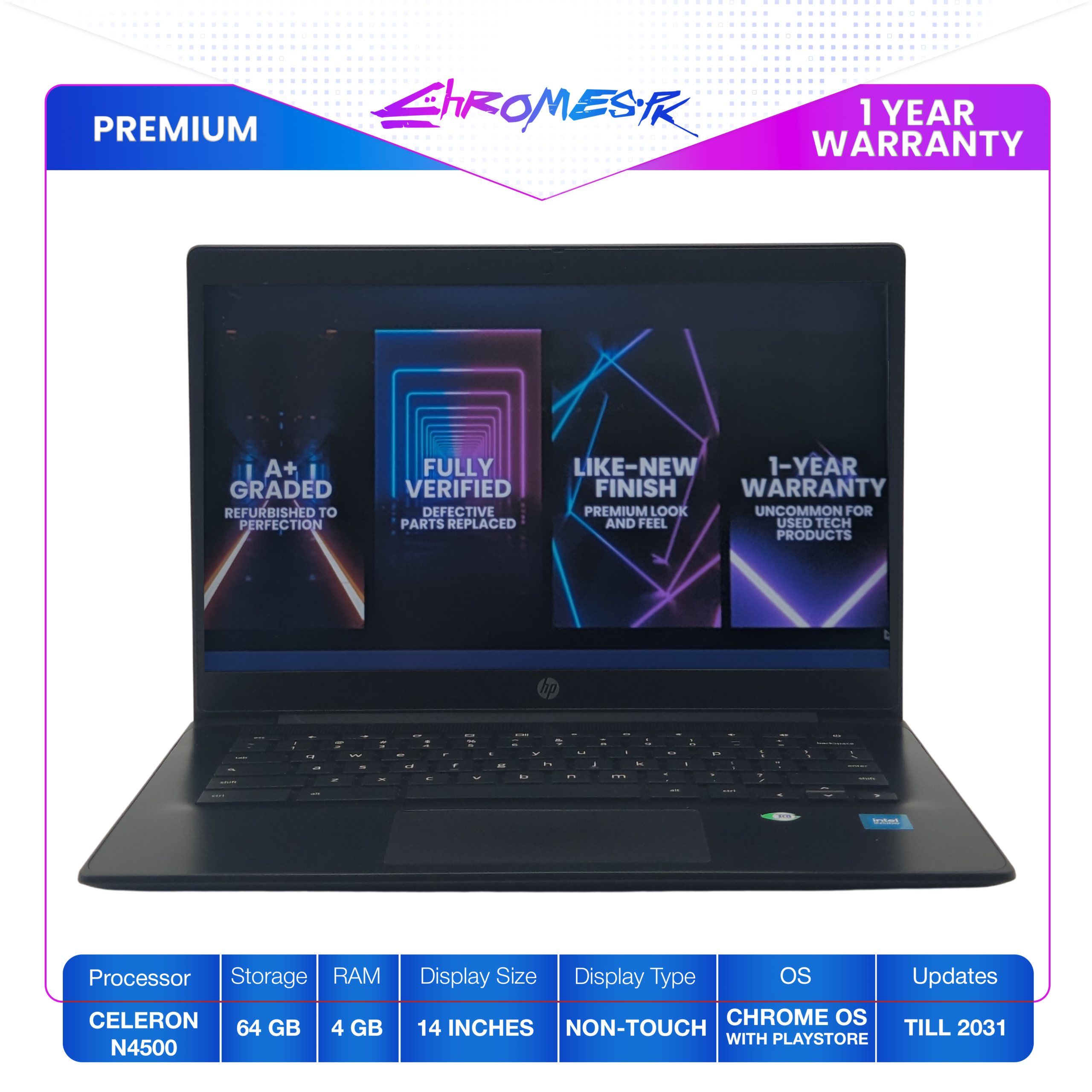 HP Chromebook 14 G7 - Premium Edition with 1-Year Warranty